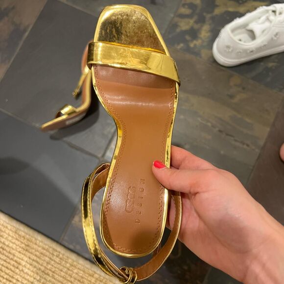 ASOS design nala barely there gold heeled sandals. - Picture 5 of 6